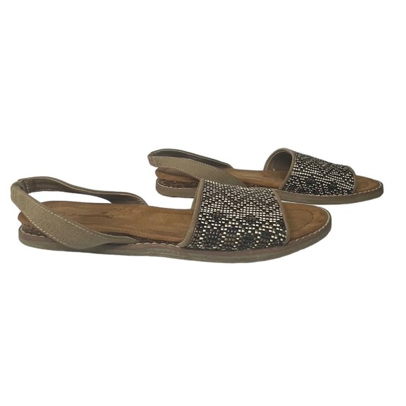 Bearpaw Meeka Sandals Womens Size 6.5 Brown Beaded Sling Back - Picture 1 of 7